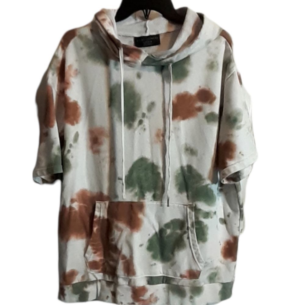 No Boundaries Men's Short Sleeve Hoodie Sweatshirt Size XL White with Green & Br - Picture 2 of 5